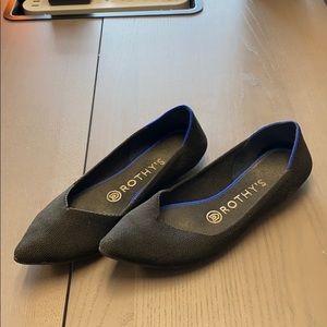 Rothy’s Black pointed toe flats.